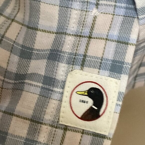 Duck Head Plaid Twill 662 Peach Blush Button Down Medium Shirt Blue Pink #5 - Picture 3 of 7